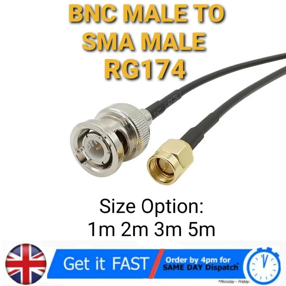 BNC Male to SMA Male Pigtail Extension Cable 1m 2m 3m 5m RG174.