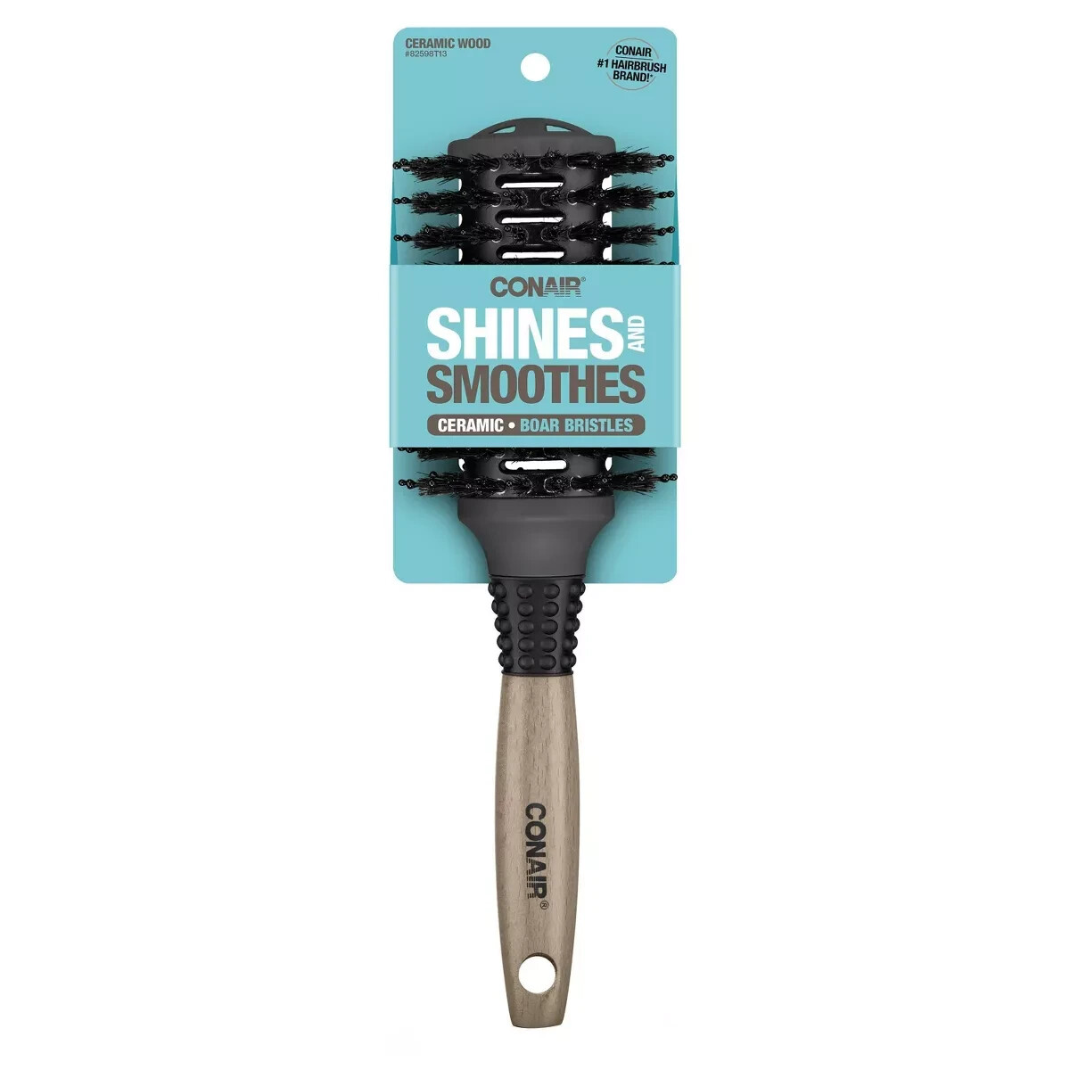 Conair 82598T13 Ceramic Wood Vented Boar Bristle Smooth Shine Round Hair Brush eBay