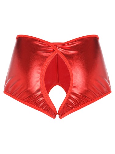 Slip bikini donna ecopelle booty pantaloncino aperto butt mutandine hipster mutandine - Foto 13 di 62