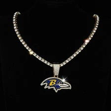 Baltimore Ravens Iced-Out Necklace | 24” Rhinestone Chain | Gold & Silver