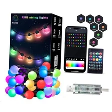 Outdoor String Lights, 33Ft Patio Lights with Dimmable 50 Globe RGB 33FT-50LED