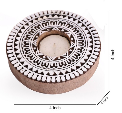 Indian Handmade Printing Wood Stamps Home Wedding Decor Supply Candle Holders - Picture 56 of 57