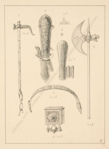 "Oriental Artifacts", Austrian School, three ink drawings, 19th Century (1) - Picture 1 of 3