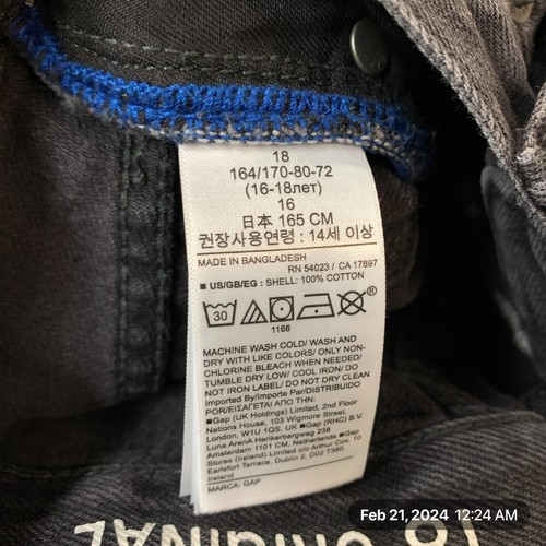 NEW Gap Black Denim Jeans Teen Boys Size 18 FIts 29x29 Straight Leg NWT - Picture 13 of 18