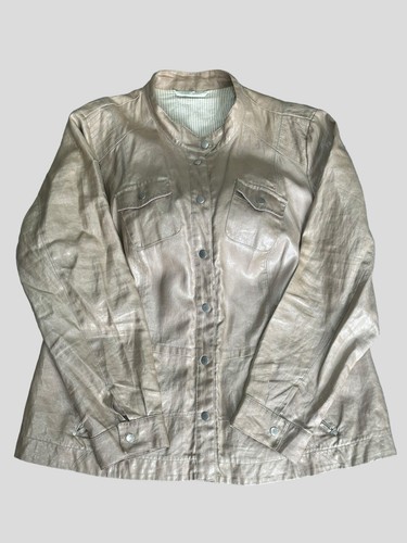 Giacca Olmar Sport marrone rivestita Ramia UK 16 utility safari cintura aderente lucida - Foto 2 di 14