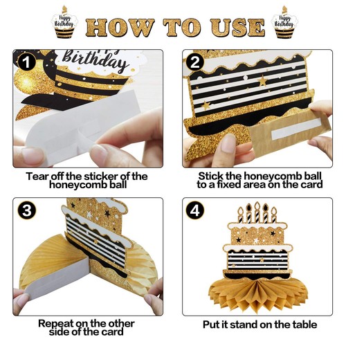 Happy 65th Birthday Table Honeycomb Centerpieces Party Decorations Gift Sign - Picture 4 of 7