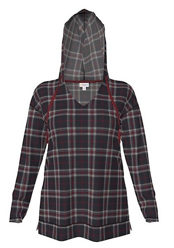 Neu mit Etikett LuLaRoe XL Eliza Oberteil mit Kapuze Halloween Urlaub kariert