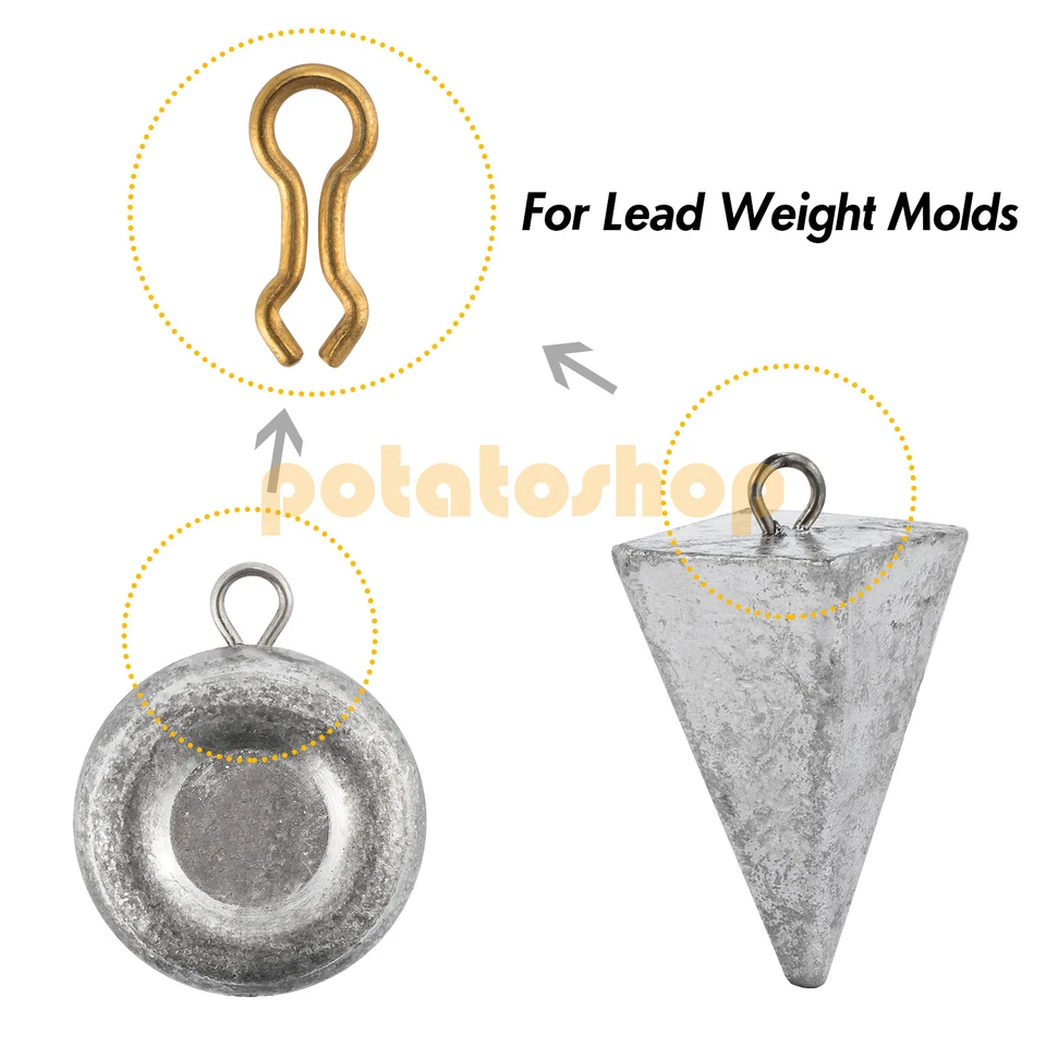 Carp Fishing Lead Loops Mould Eyes Stainless Steel/Brass Weight Making 100PCS — 第 4/4 张图片