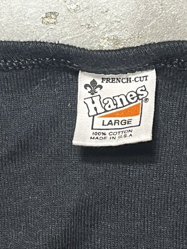 VTG BLK 70s Bermuda Hanes French Cut Single Stitch Baby doll Tee Womens Sz S USA - Picture 3 of 7