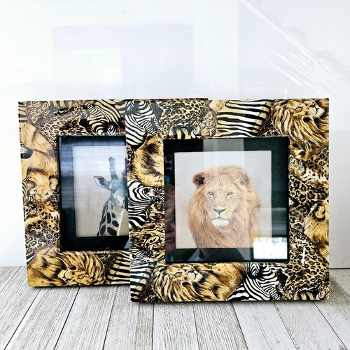 Lion and Giraffe African Safari Jungle Prints Framed Wall Hangings on Lion and Z - Picture 21 of 22