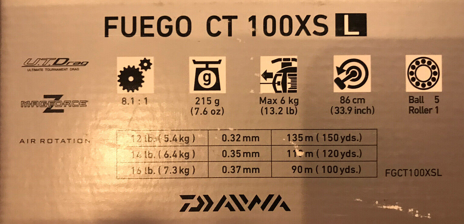 Daiwa Fuego CT 100XS(L)/100H(L) Fishing Reel