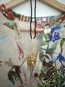 Authentic Handcrafted Gold Plated Necklace, Here On A Boho Floral Multicolor Tunic Dress