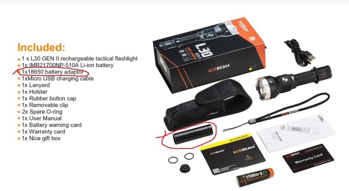 Acebeam L30 GEN II 4000 lumens Tactical LED Flashlight