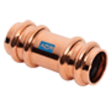 Mueller RP10145 ACR Press Copper Coupling, 0.08 x 5/8 OD (P x P) Staked Stop