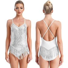 Women Costume Performance Leotard Rumba Dancewear Tango Unitards Ballroom Stage