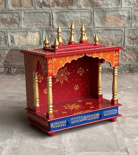 Templo Mandir de madera hecho a mano para adoración. Hermosamente pintado a mano - Imagen 7 de 9