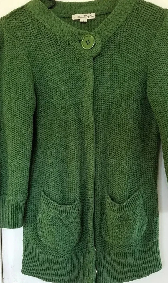 Suéter Forever Twenty One Mujer Jrs Talla M Lana Verde Tejido Top A Presión Con Botones Foto 2 de 4