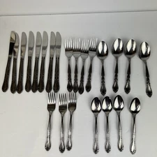 Rogers Co AUBERGE Stainless Forks Knives Spoons Stanley Roberts Lot of 23