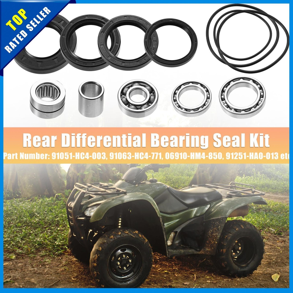 T.666.T　1004030 Set of 1 for Honda FourTrax 300 Rear Differential Bearings Seals