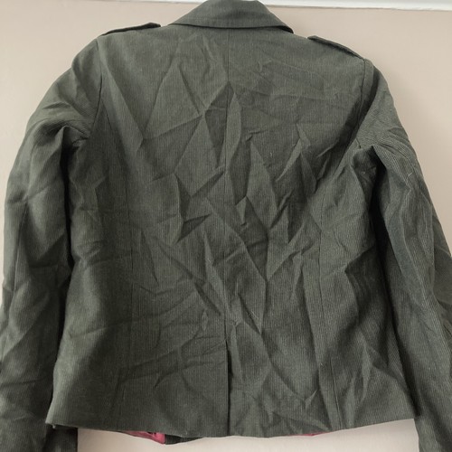 TOPSHOP KHAKI PINSTRIPE MILITARY BOYFRIEND BLAZER JACKET Y2K FESTIVAL SZ 12 - Picture 5 of 8