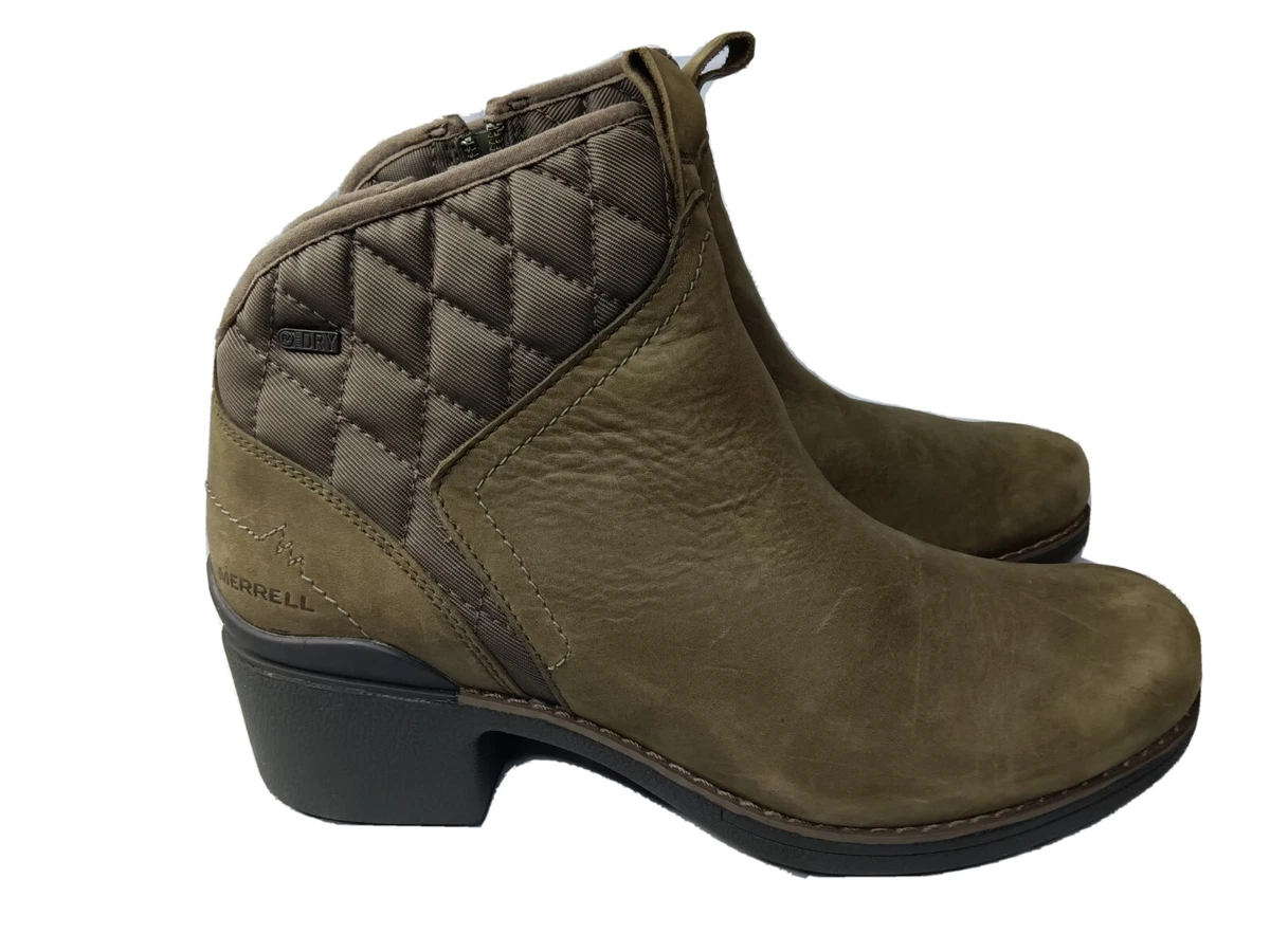 Merrell Chateau Mid Pull On Waterproof Boots Womens 9.5 Olive