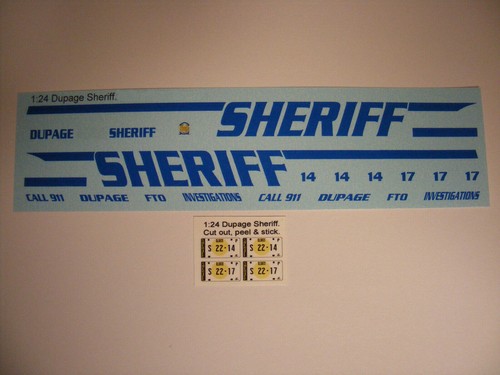  Dupage County, IL Sheriff 1/24 Water Slide Decal Set Fits Motormax Police SUV - Bild 1 von 2