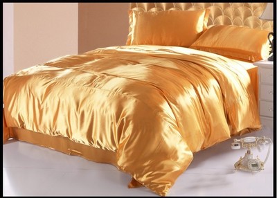 GOLD SOLID 1000TC SATIN SILK FITTED//SHEET SET//DUVET SET CHOOSE SIZE/&ITEM