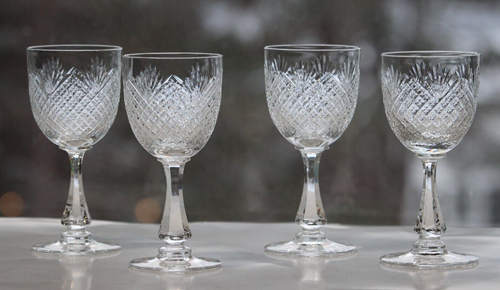 Lote de vasos de cristal con plomo Nick Nora diamante y ventilador fresa piña tallo TL - Imagen 4 de 21