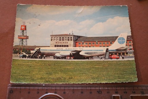 tolle alte Karte - München Flughafen mit PAN AM Flugzeug 60er Jahre ?