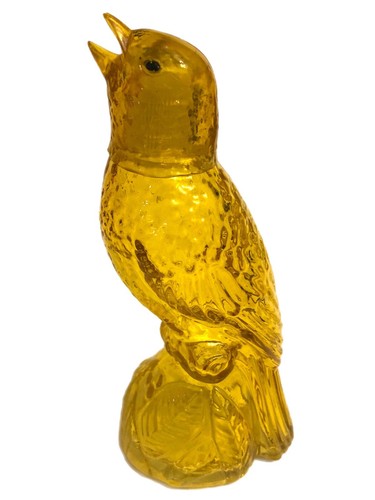 VINTAGE 1970s AVON GOLDEN CANARY BIRD CHARISMA COLOGNE Bottle Yellow Glass