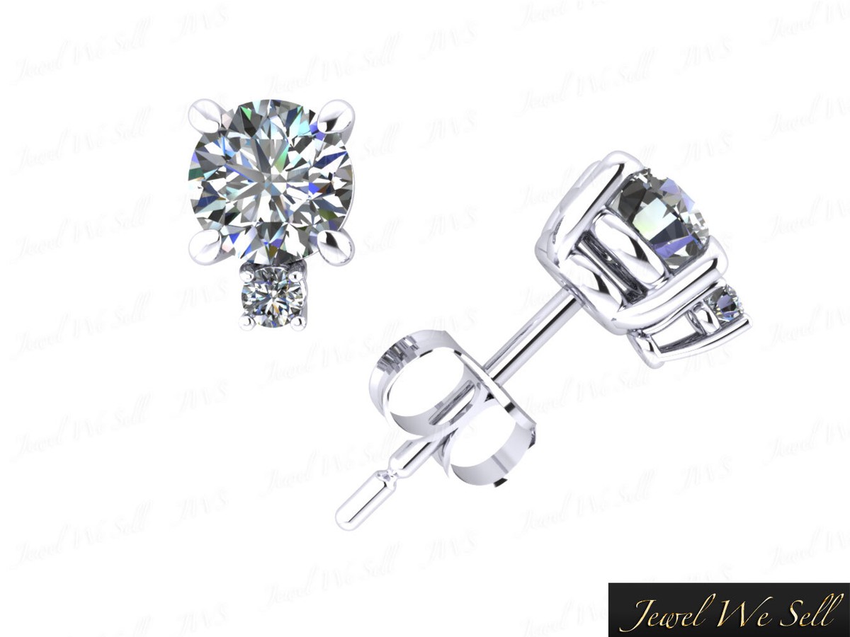 0.78Ct Round Cut Diamond Stud Earrings with Accents 14k