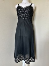 Vintage Sleeveless Black Lace Negligee Nightgown By Bel Air / Vintage Nightgowns