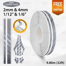 CARBON FIBER GRAY 1/2" 12mm Double Line STRIPE Car Streamline TAPE Vinyl Sticker