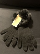 Michael Kors Faux Fur Gloves Black One Size