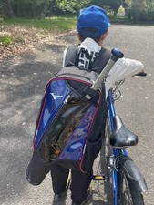 Mizuno Baseball Backpack  Bag Carry Case Blue Black 1 bat for Kids Junior