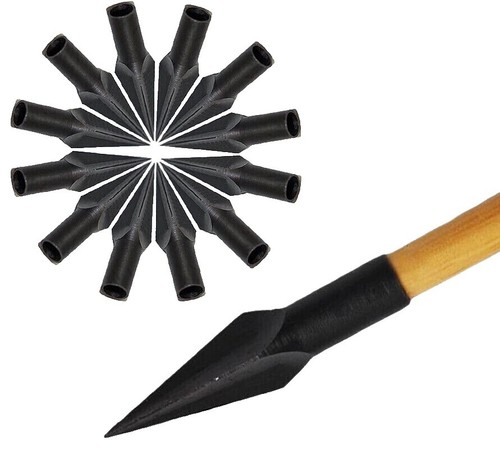 12 Handmade Wooden Arrows With Turkey Feathers - 32" Long, 500 Spine, For Recurve & Longbows