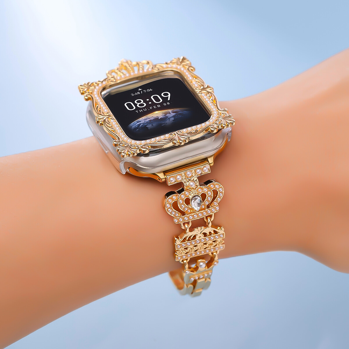 NEW Luxury Bling Gold Apple Watch Band Yellow Gold Apple Watch Band 38-49mm Ultra Crystal or Apple  main image 3