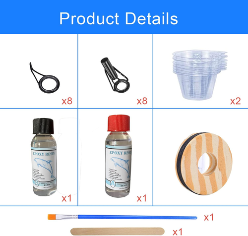 Fishing Rod Repair Kit with Glue,Fishing Rod Tips Guides Replacement Kit Rod Eye - 第 2/12 張圖片
