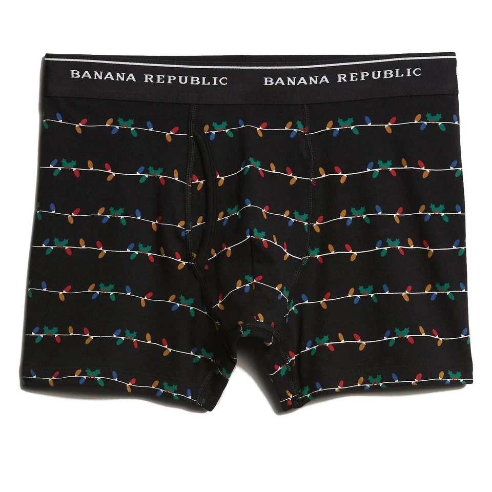 Calzoncillos boxer Banana Republic para hombre medianos 2 pares de luces/árboles copos de nieve Foto 3 de 3