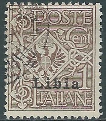 1912-15 LIBYA USED EAGLE 1 CENT I TYPE - RF44-3