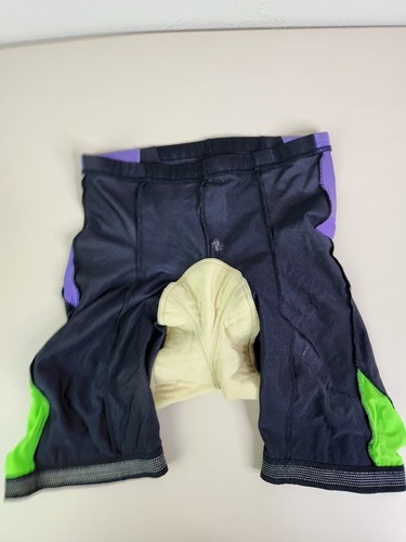 Vtg Pearl Izumi Unisex Padded Large Cycling Shorts Black Green Purple - Picture 6 of 7