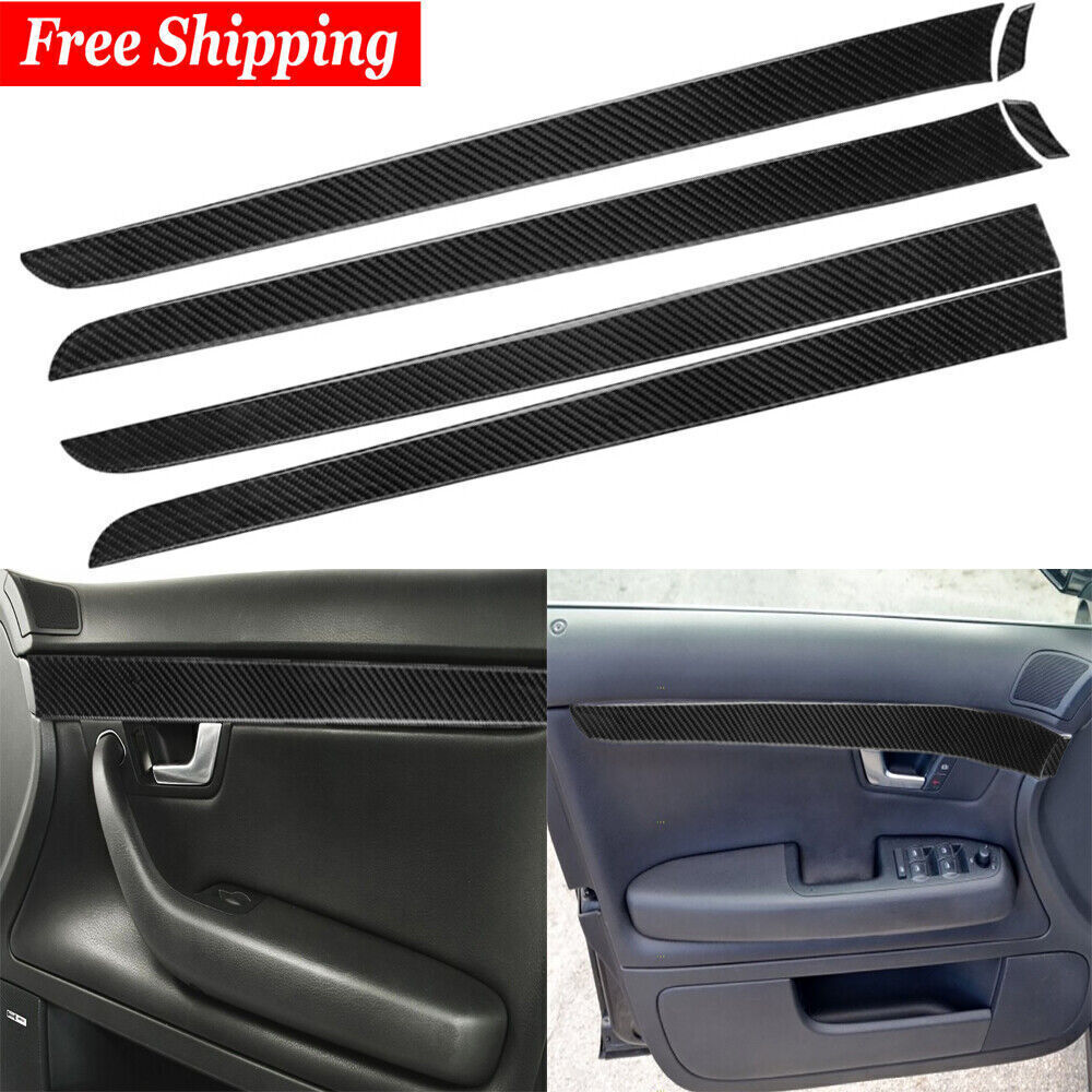 Car Door Inner Panel Trim Strip Interior Carbon Fiber For Audi A4 S4 2005-2008