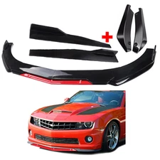 Front Bumper Lip Splitter Spoiler Body Kit + Side Skirt For Chevrolet Camaro SS