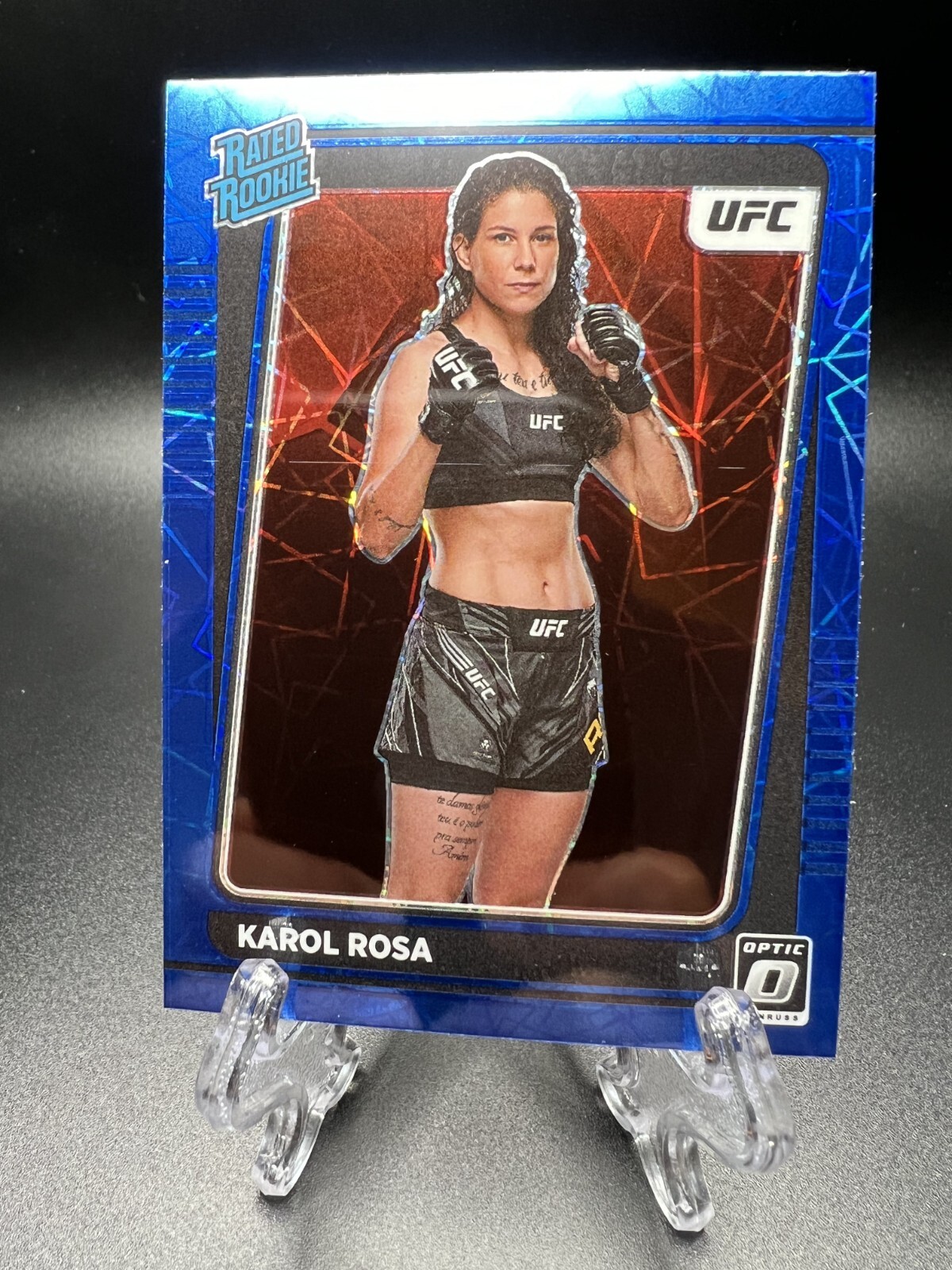 2022 Donruss Optic UFC Rated Rookie Blue Velocity Prizm #102 Karol Rosa