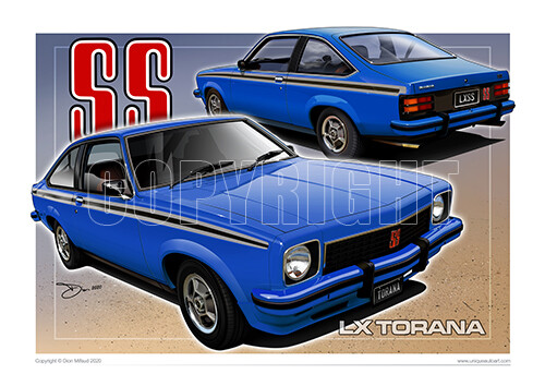 Torana LX SS Car Drawing - Holden Prints ( 30 Colours ) - Picture 13 of 34