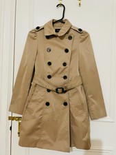 Etam Paris Classic Trench Coats,jacket,long Coat,beige,size S,uk 8, Brown