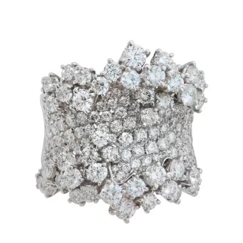 4Ct Round Lab Created Sapphire Cluster Flower Cocktail Ring 14k White Gold Over - Picture 4 of 8
