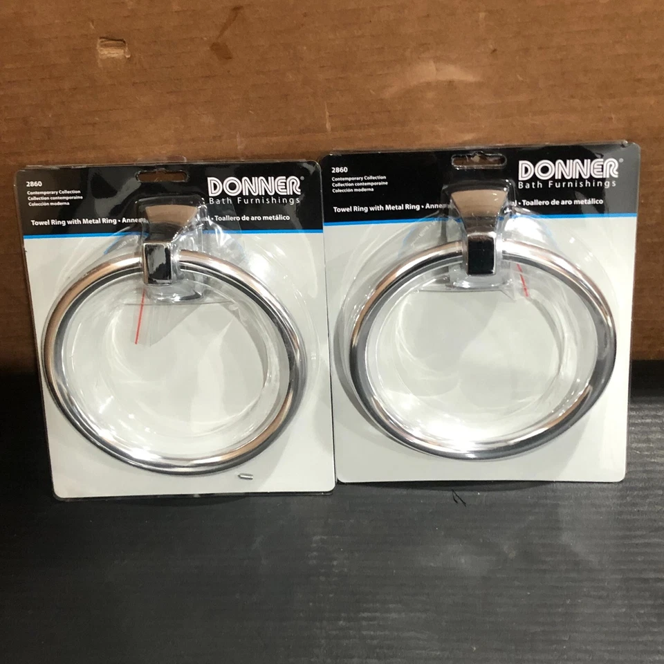 (2 УПАКОВКИ) DONNER ПОЛОТЕНЦЕ КОЛЬЦО С МЕТАЛЛИЧЕСКИМ КОЛЬЦОМ, МЕБЕЛЬ ДЛЯ ВАННЫ 2860, НОВЫЙ БЕСПЛАТНАЯ ДОСТАВКА - Изображение 3 из 4