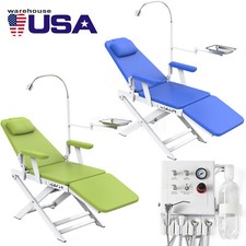 Sillón Dental Plegable Portátil + Luz LED Oral/Unidad de turbina dental 2/4 Hole