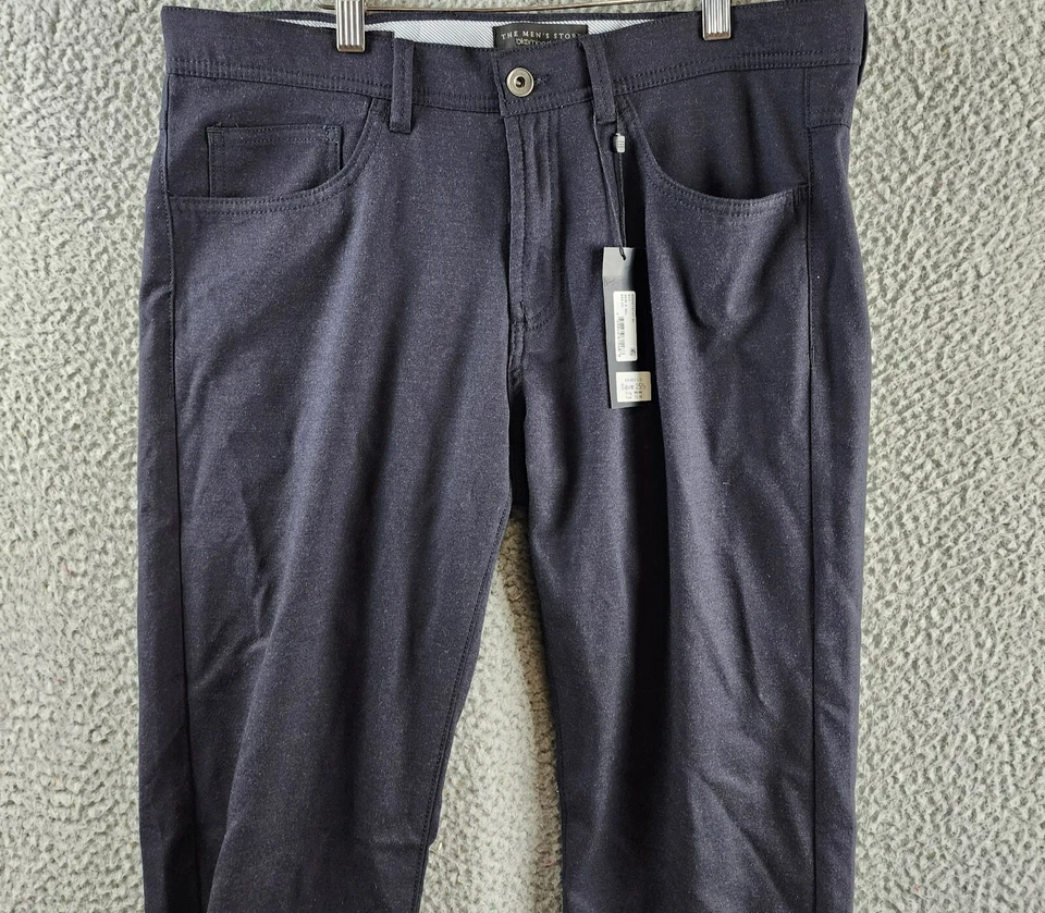 The Men's Store at Bloomingdale's Flannel Tailored Fit Pants Men's 32Wx32L Navy - Image 3 of 4